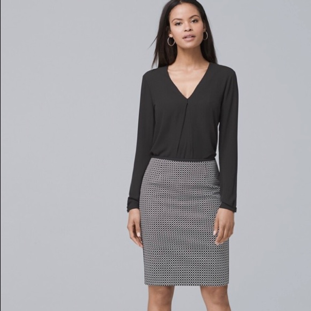WHBM Geometric Black & White Pencil Skirt Size 0
